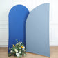 7ftx3ft Matte Dusty Blue Fitted Spandex Half Moon Wedding Arch Cover, Custom Fit Chiara Backdrop Stand Cover