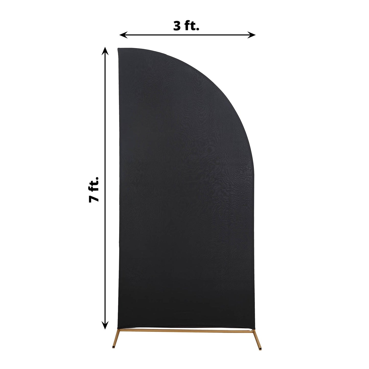 7ft Matte Black Fitted Spandex Half Moon Wedding Arch Cover