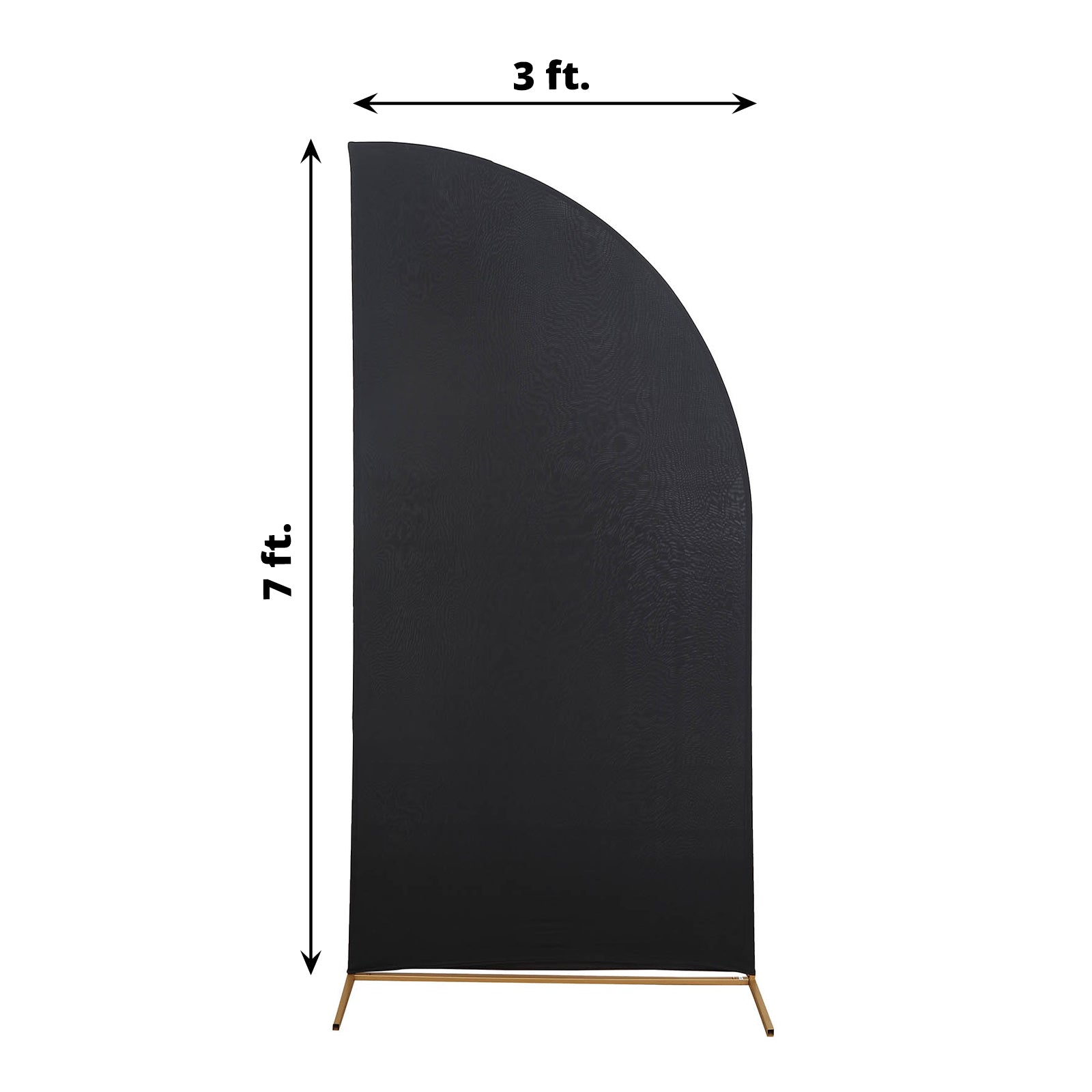 7ft Matte Black Fitted Spandex Half Moon Wedding Arch Cover