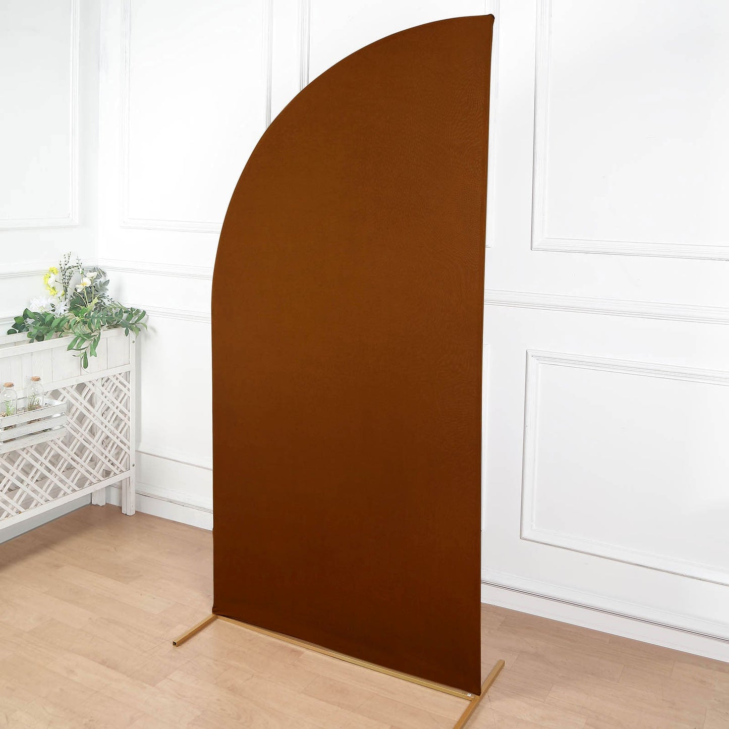 7ft Cinnamon Brown Fitted Spandex Half Moon Wedding Arch Cover