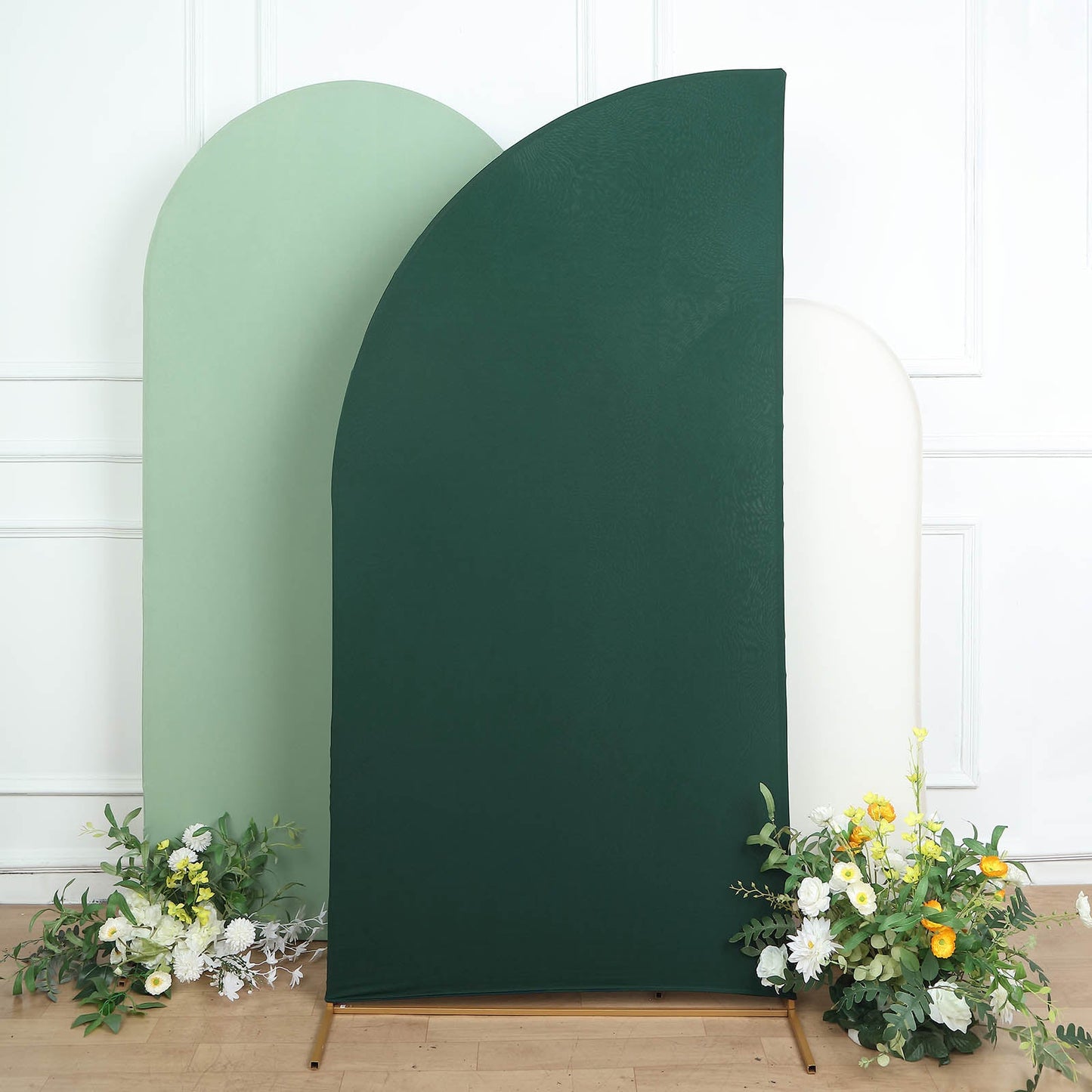 7ftx3ft Matte Hunter Emerald Green Fitted Spandex Half Moon Wedding Arch Cover, Custom Fit Chiara Backdrop Stand Cover