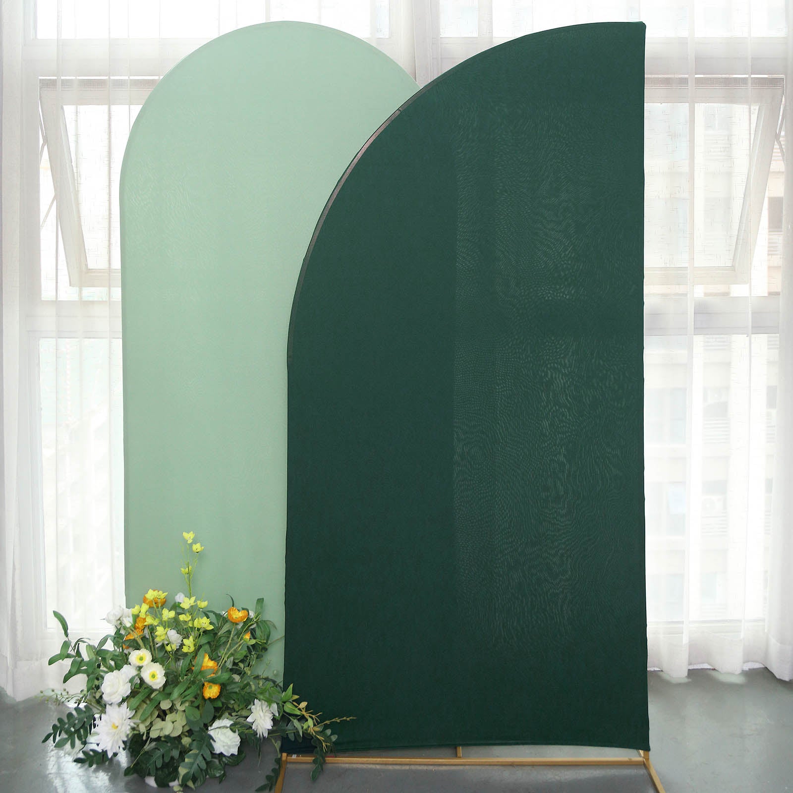 7ft Matte Hunter Emerald Green Fitted Spandex Half Moon Wedding Arch Cover