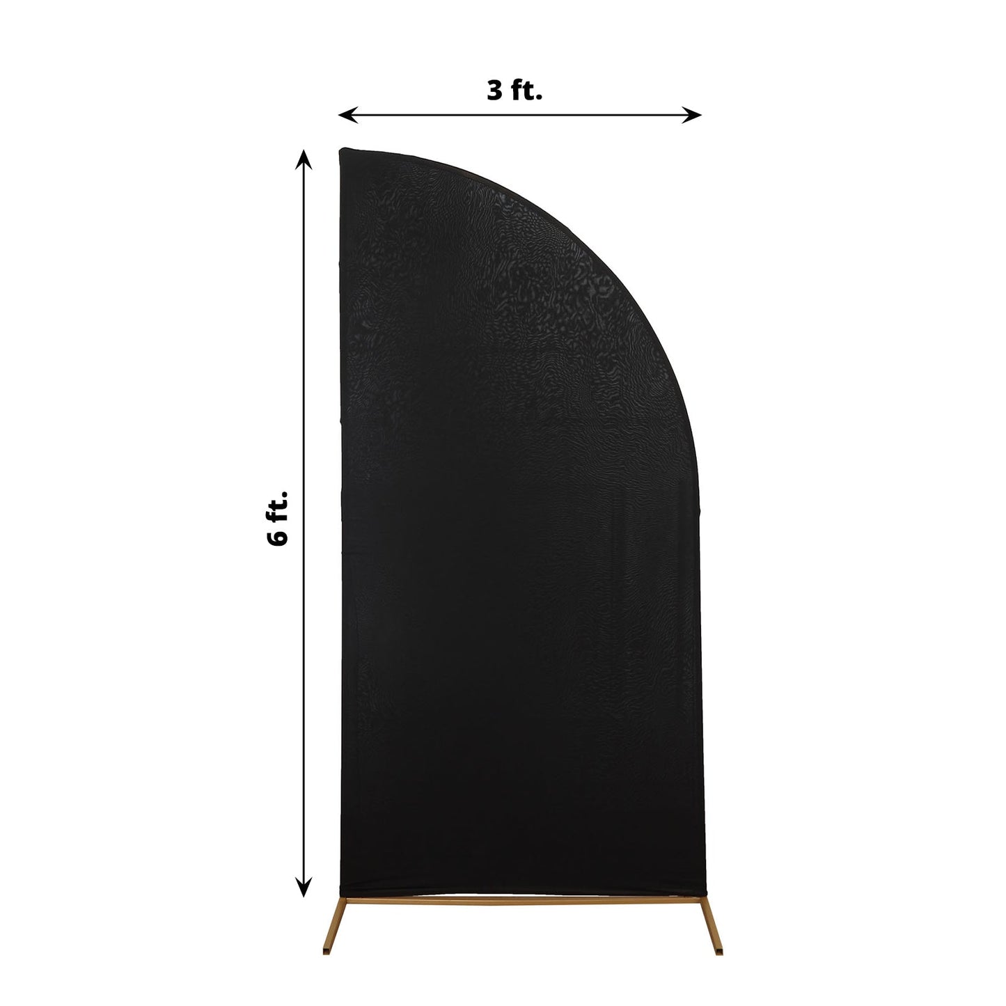 6ft Matte Black Fitted Spandex Half Moon Wedding Arch Cover, Custom Fit Chiara Backdrop Stand Cover