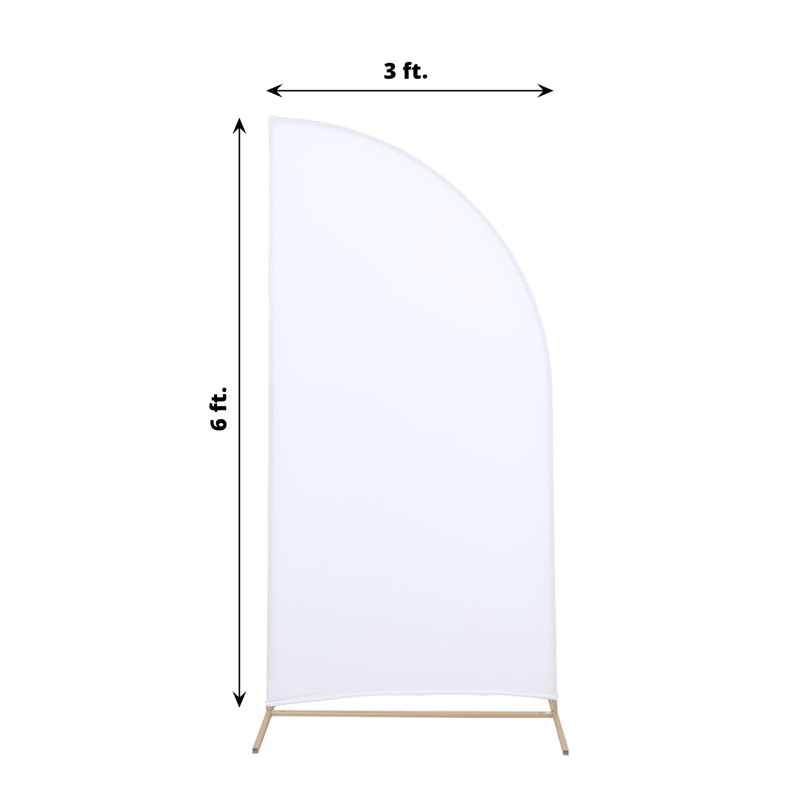 6ft Matte White Fitted Spandex Half Moon Wedding Arch Cover, Custom Fit Chiara Backdrop Stand Cover