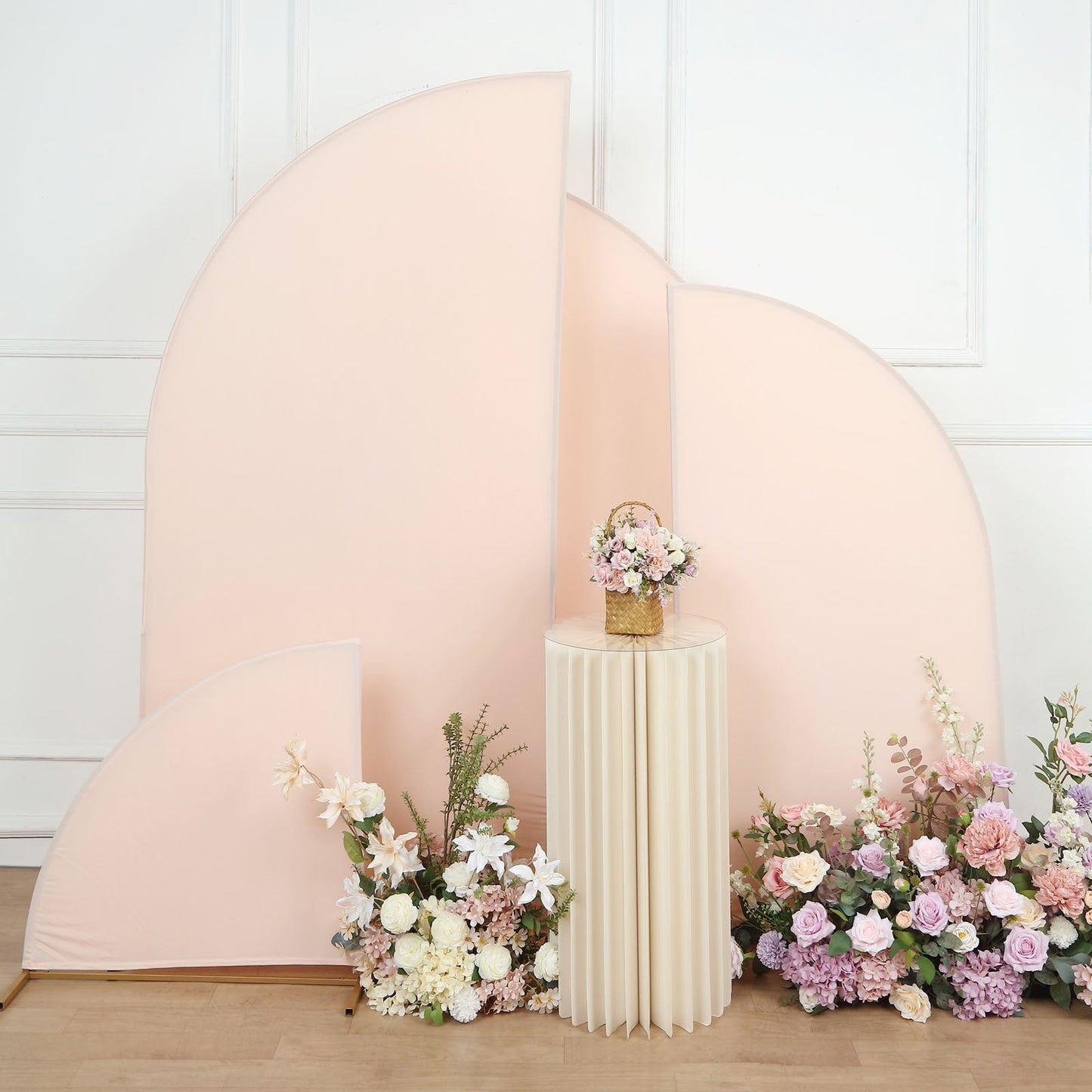 Set of 4 | Matte Blush Rose Gold Fitted Spandex Half Moon Wedding Arch Covers