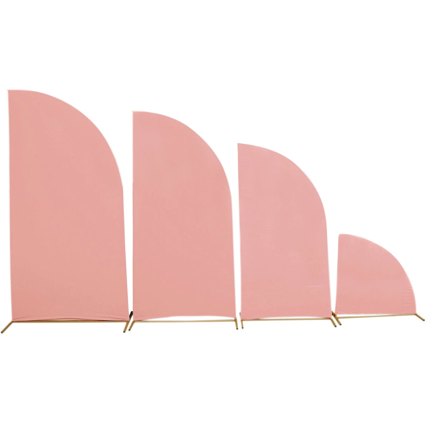 Matte dusty rose spandex half moon backdrop stand covers set of 4.