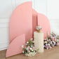 Matte dusty rose spandex half moon backdrop stand covers with floral arrangement.