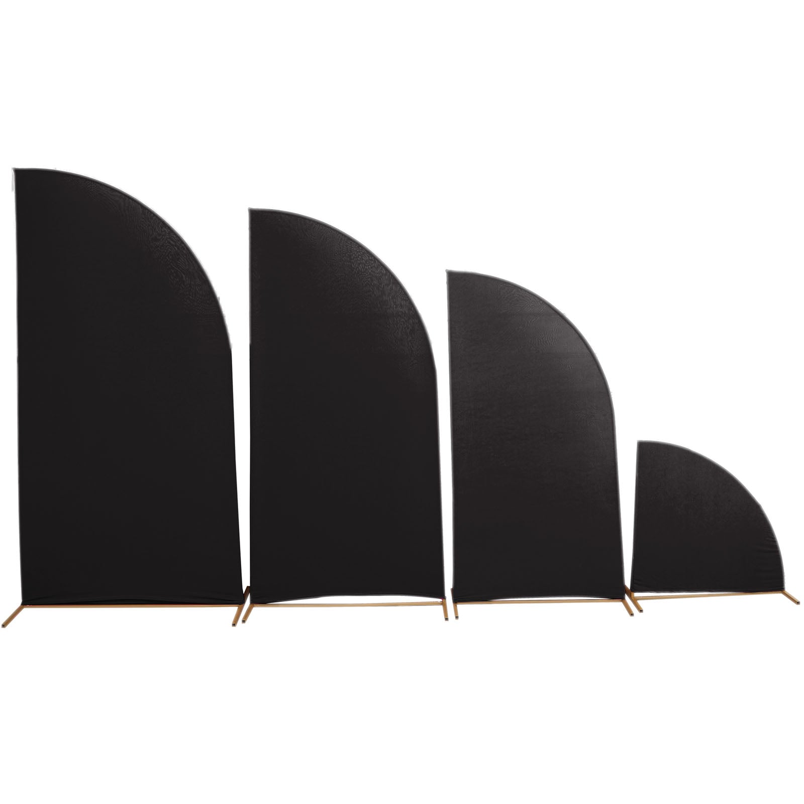 Set of 4 | Matte Black Fitted Spandex Half Moon Wedding Arch Covers, Custom Fit Chiara
