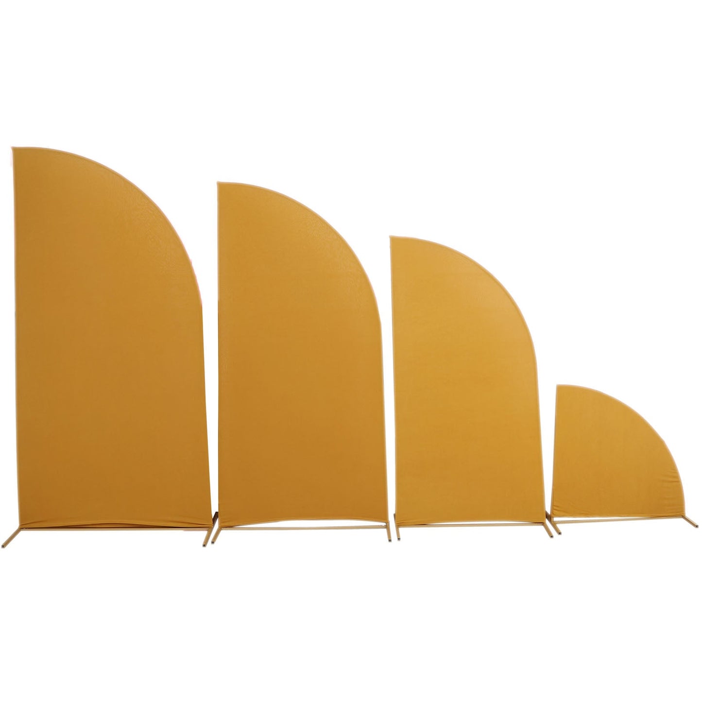 Set of 4 | Matte Gold Fitted Spandex Half Moon Wedding Arch Covers, Custom Fit Chiara