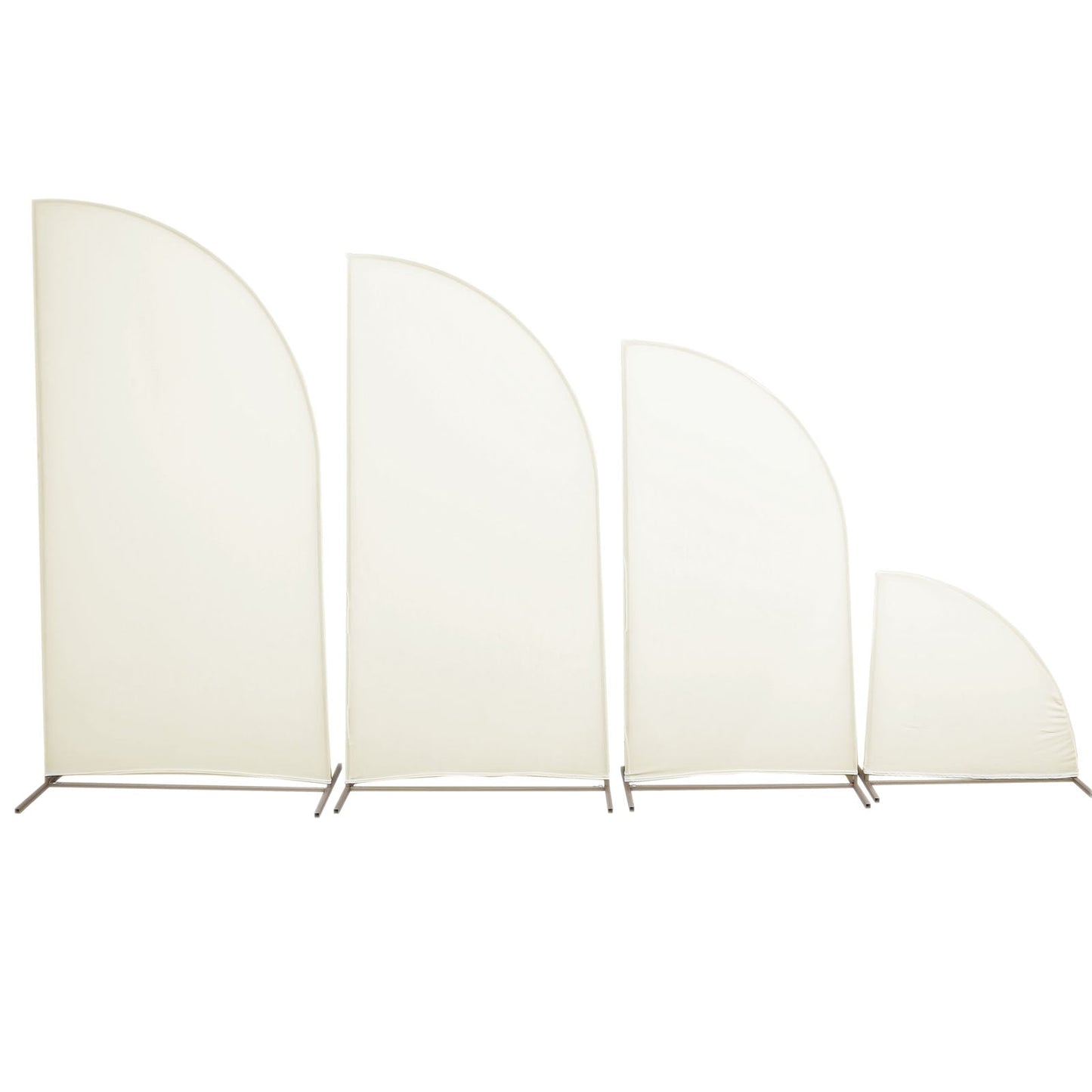 Matte ivory spandex half moon backdrop stand covers set of 4.