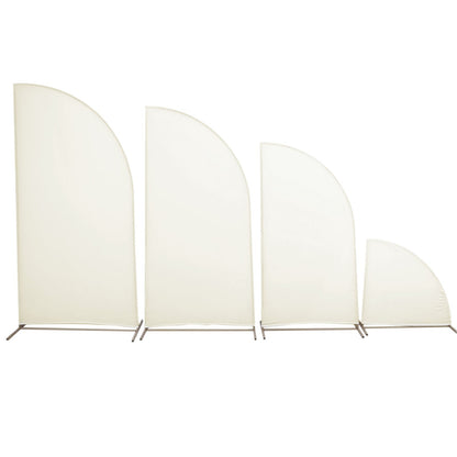 Matte ivory spandex half moon backdrop stand covers set of 4.