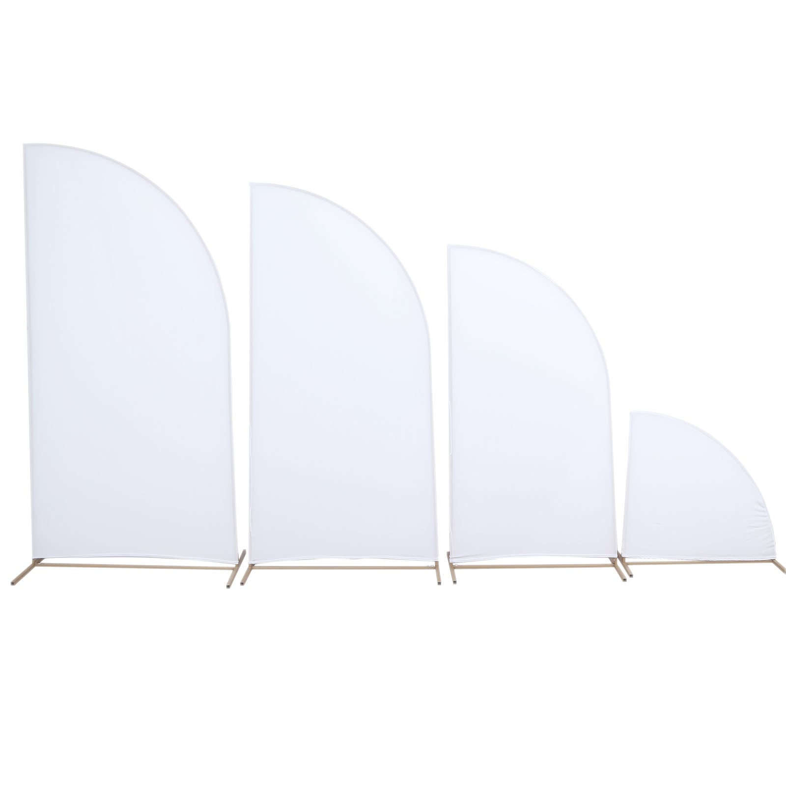 Set of 4 | Matte White Fitted Spandex Half Moon Wedding Arch Covers, Custom Fit Chiara