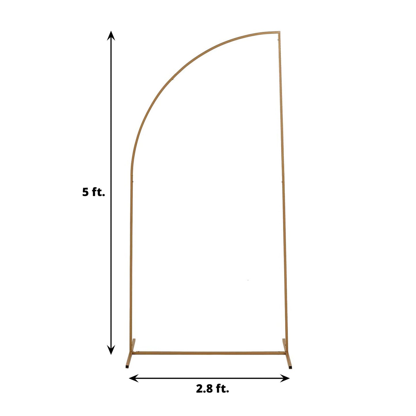 5ft Gold Metal Wedding Arch Chiara Backdrop Stand, Half Moon Floral Frame Arbor Display