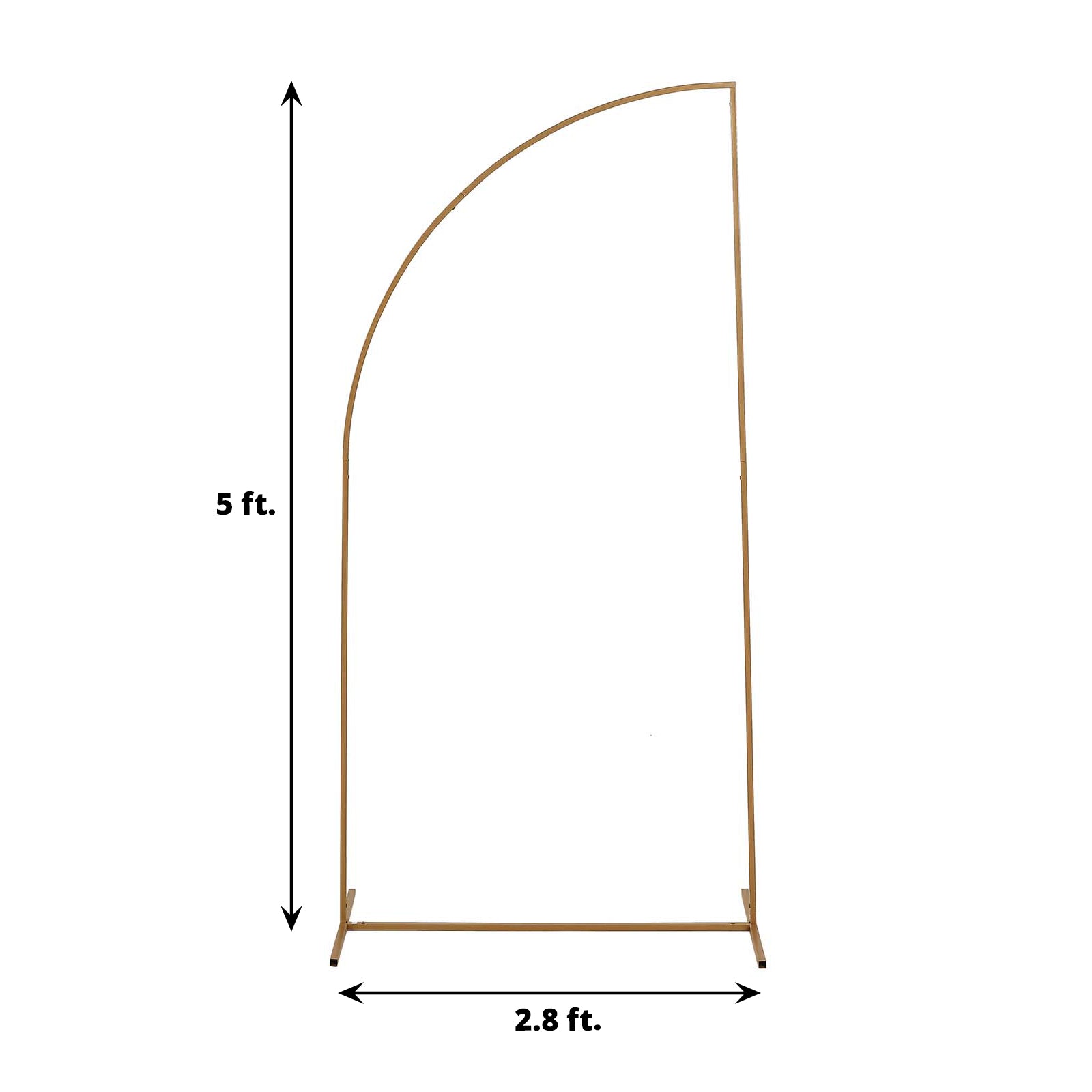 5ft Gold Metal Wedding Arch Chiara Backdrop Stand, Half Moon Floral Frame Arbor Display