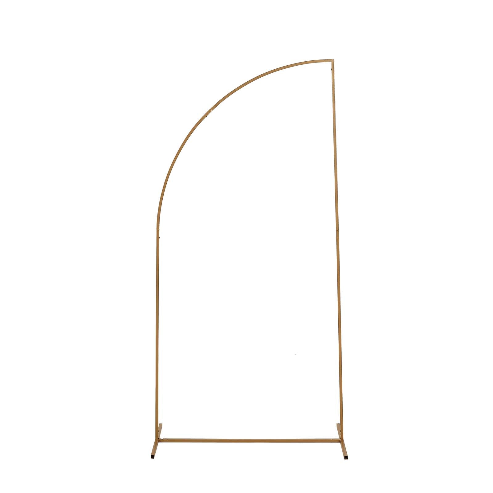 5ft Gold Metal Wedding Arch Chiara Backdrop Stand, Half Moon Floral Frame Arbor Display#whtbkgd