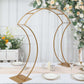 Gold floral arch frame wedding centerpiece stand with curvy design.