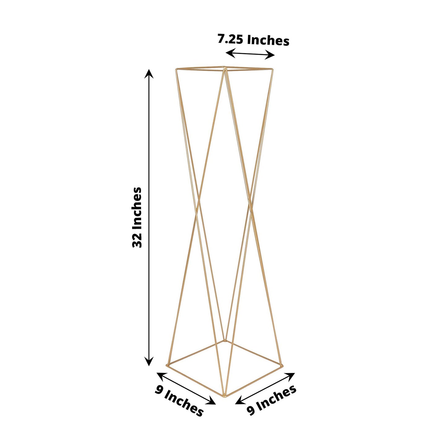 32" Gold Geometric Crisscross Metal Frame Centerpiece Flower Stand