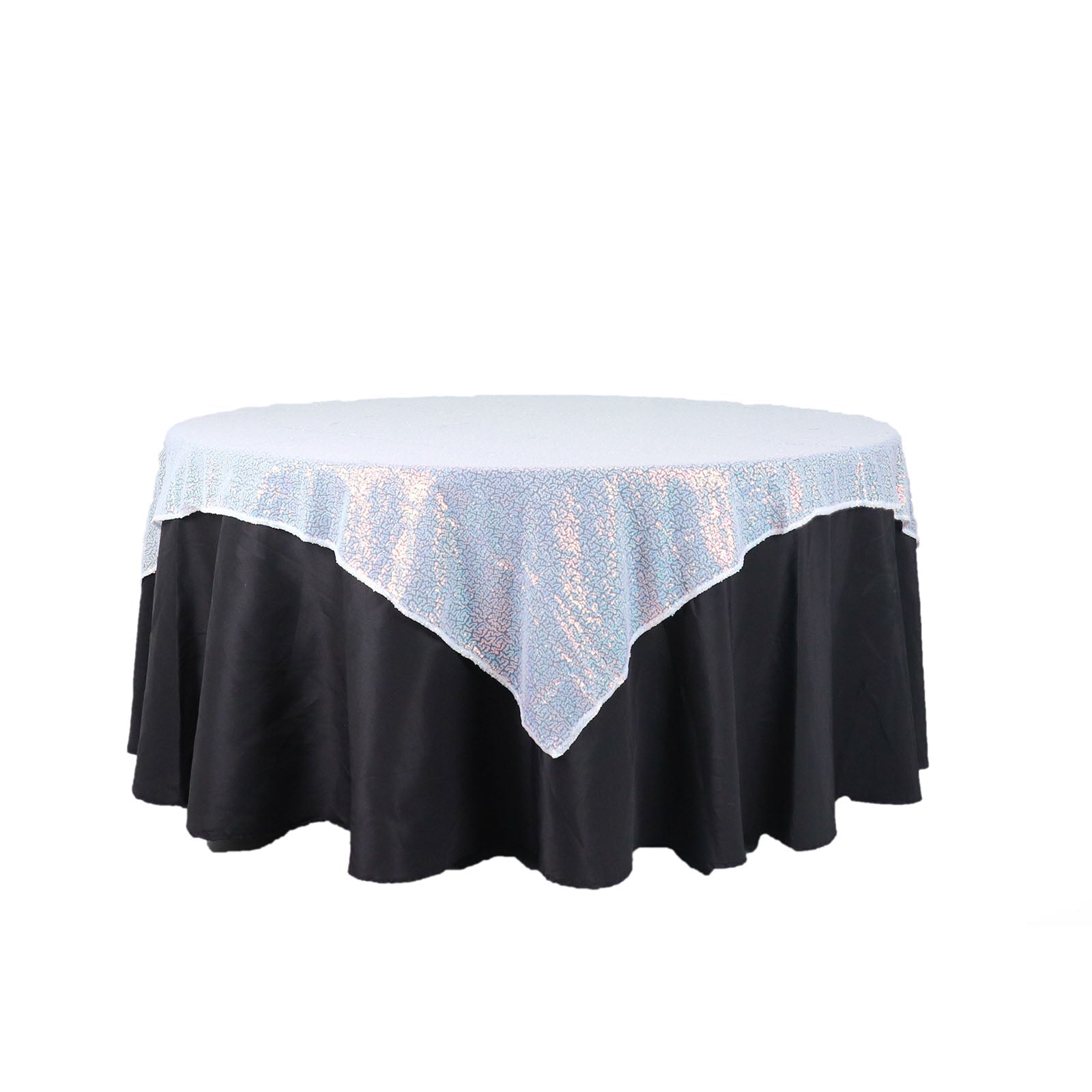 60 Inch x 60 Inch Square Iridescent Blue Duchess Sequin Table Overlay