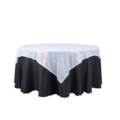 60 Inch x 60 Inch Square Iridescent Blue Duchess Sequin Table Overlay