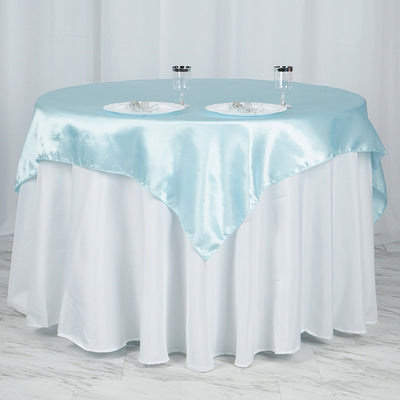 Transform Your Tables with Light Blue Satin Elegance