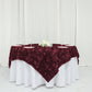 72"x72" Burgundy 3D Rosette Satin Square Table Overlay