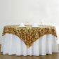 72"x72" Gold Big Payette Sequin Square Table Overlay