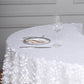 White big Payette sequin square table overlay on a round table setting.