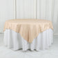 Beige Square Taffeta Accordion Crinkle Table Overlay 72 Inch x 72 Inch 