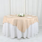 72"x72" Beige Accordion Crinkle Taffeta Table Overlay, Square Tablecloth Topper