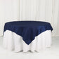 Accordion Crinkle Taffeta Square Navy Blue Table Overlay 72 Inch x 72 Inch 