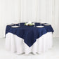 72"x72" Navy Blue Accordion Crinkle Taffeta Table Overlay, Square Tablecloth Topper