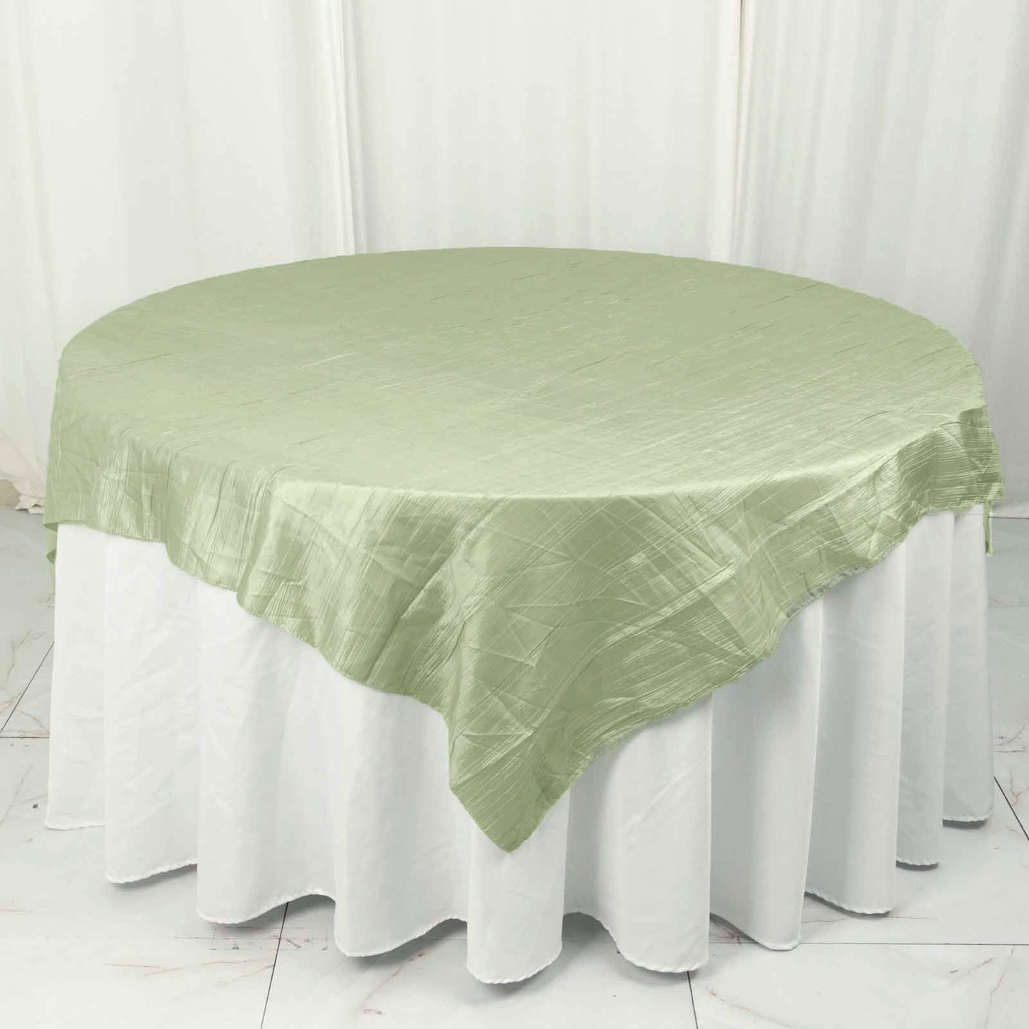 Crinkle Taffeta 72X72 Inch Sage Square Table Overlay Tablecloth Topper