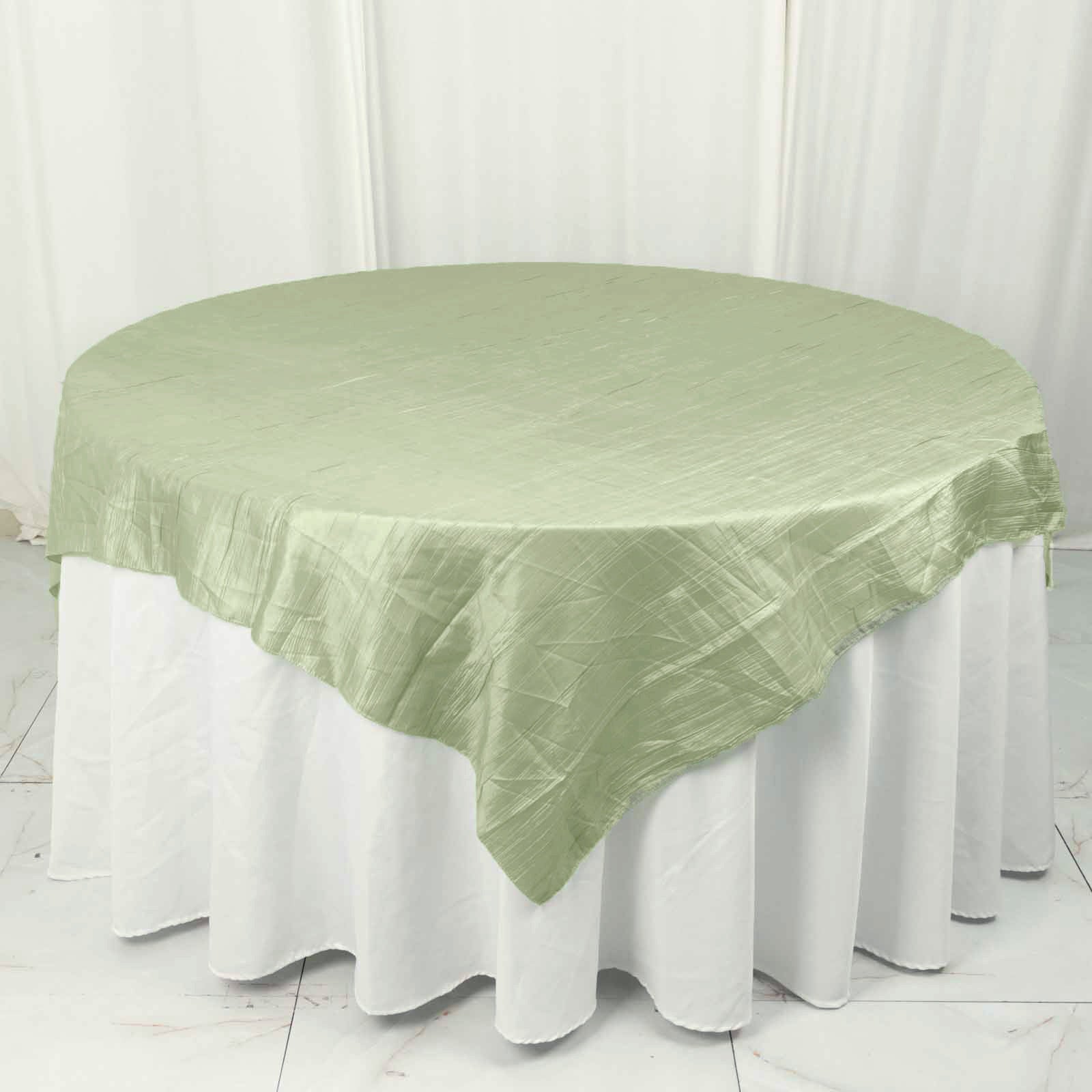 Crinkle Taffeta 72X72 Inch Sage Square Table Overlay Tablecloth Topper