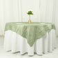 72"x72" Sage Green Accordion Crinkle Taffeta Table Overlay, Square Tablecloth Topper