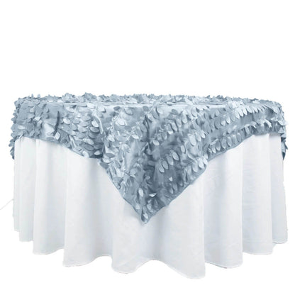 72inch x 72inch Dusty Blue 3D Leaf Petal Taffeta Fabric Table Overlay#whtbkgd