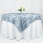 72"x72" Dusty Blue 3D Leaf Petal Taffeta Fabric Table Overlay