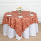 72"x72" Terracotta (Rust) 3D Leaf Petal Taffeta Fabric Table Overlay