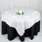 72x72inch White 3D Leaf Petal Taffeta Fabric Table Overlay