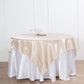 72" x 72" Beige Satin Square Tablecloth Overlay