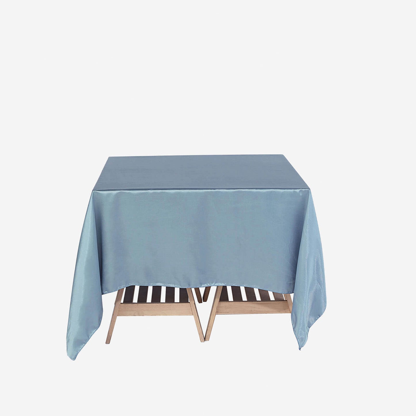 72 Inch x 72 Inch Dusty Blue Square Satin Tablecloth Overlay