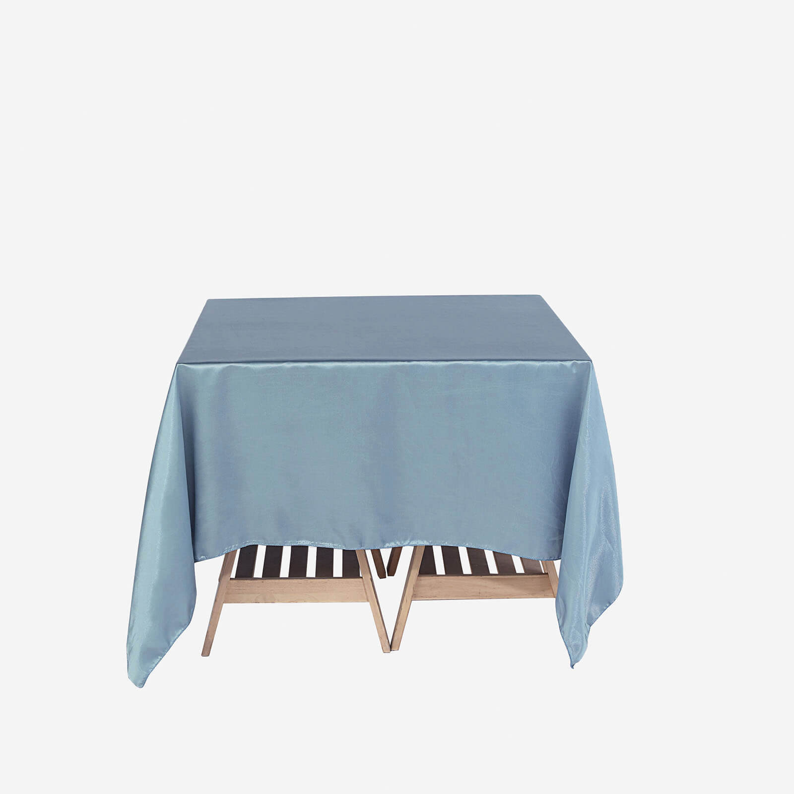 72 Inch x 72 Inch Dusty Blue Square Satin Tablecloth Overlay