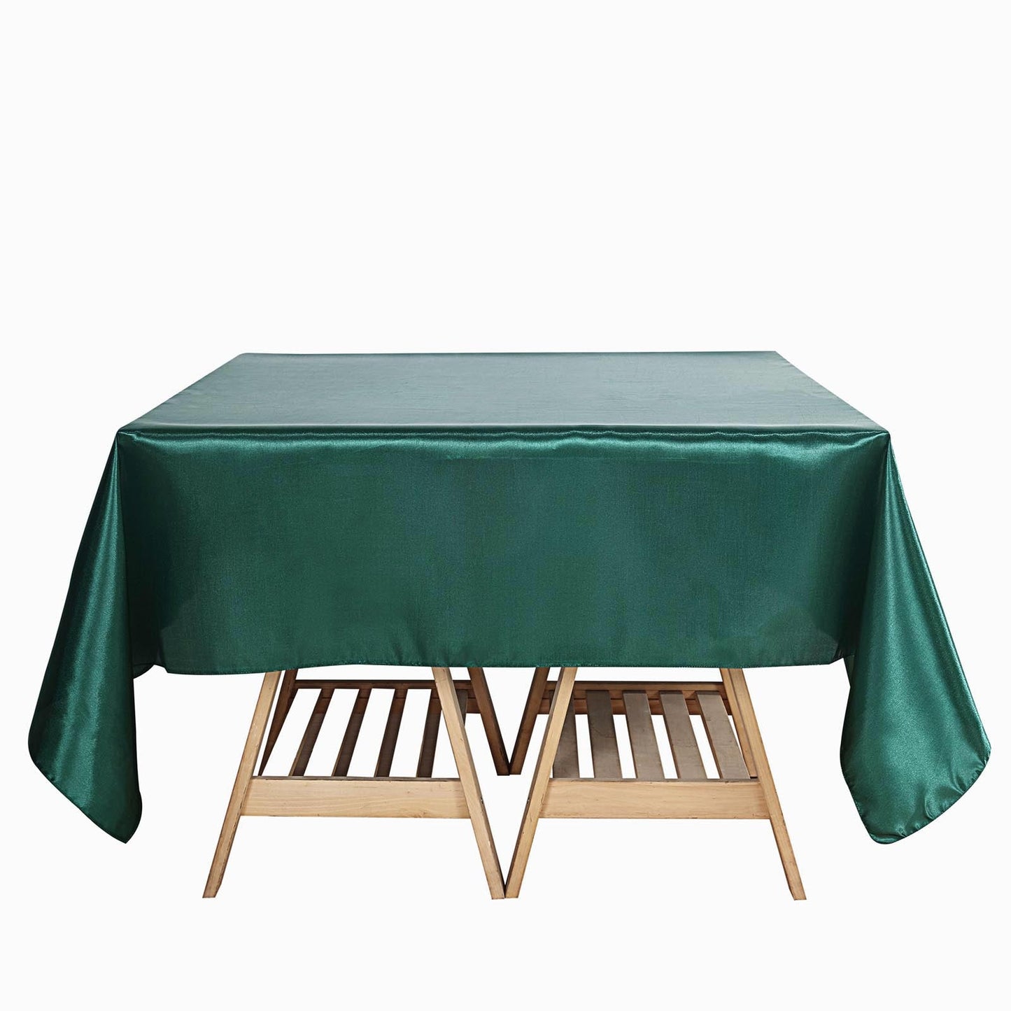 Square Satin Hunter Emerald Green Table Overlay 72 Inch x 72 Inch