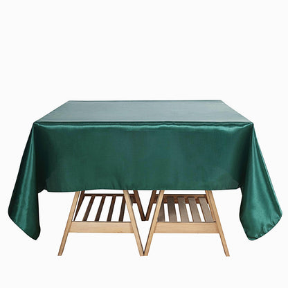 Square Satin Hunter Emerald Green Table Overlay 72 Inch x 72 Inch