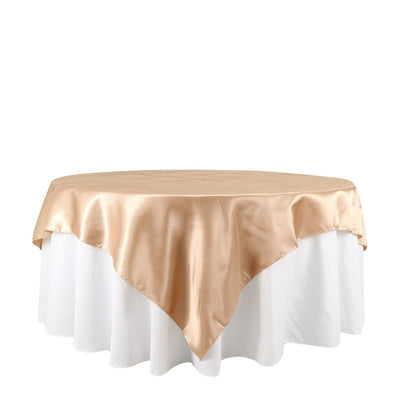 Satin 72x72 Inch Square Table Overlay Nude
