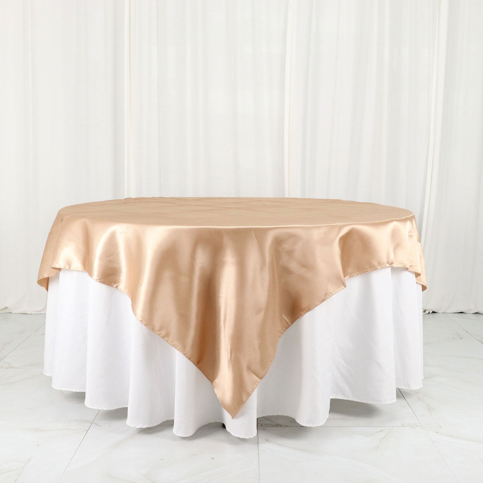 Nude Satin 72x72 Inch Table Overlay