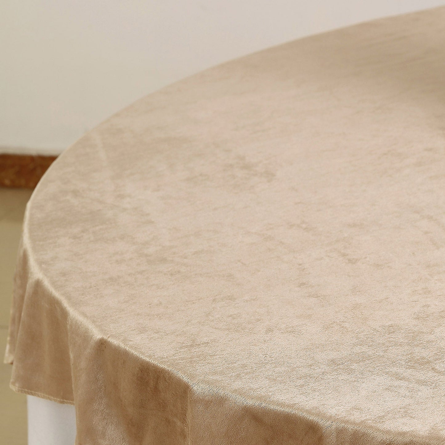 Champagne soft velvet table overlay, 72"x72" square tablecloth topper.