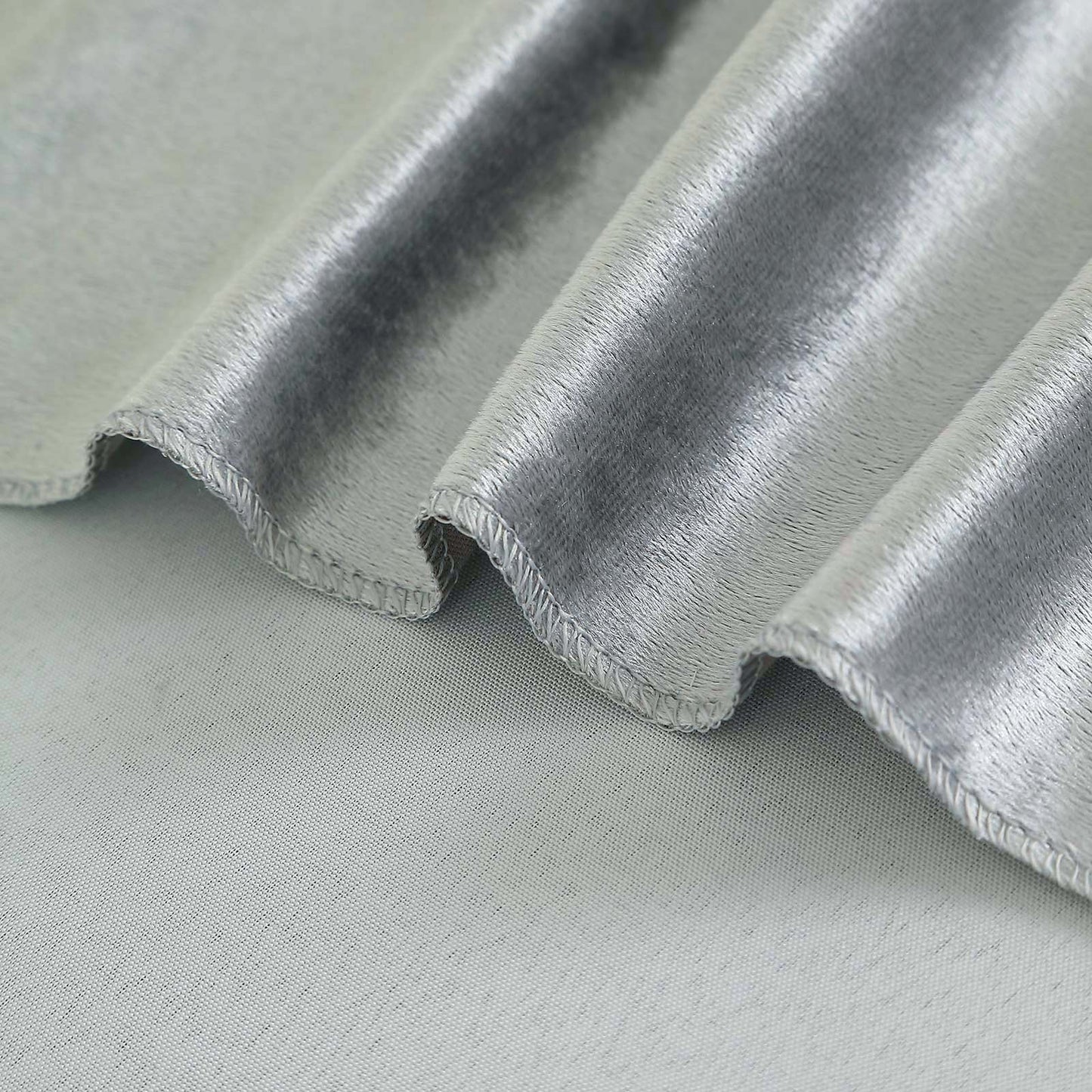 Silver premium soft velvet table overlay, 72"x72" square tablecloth topper.