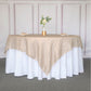 90"x90" Beige Accordion Crinkle Taffeta Square Table Overlay