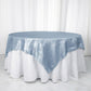 90"x90" Dusty Blue Accordion Crinkle Taffeta Square Table Overlay
