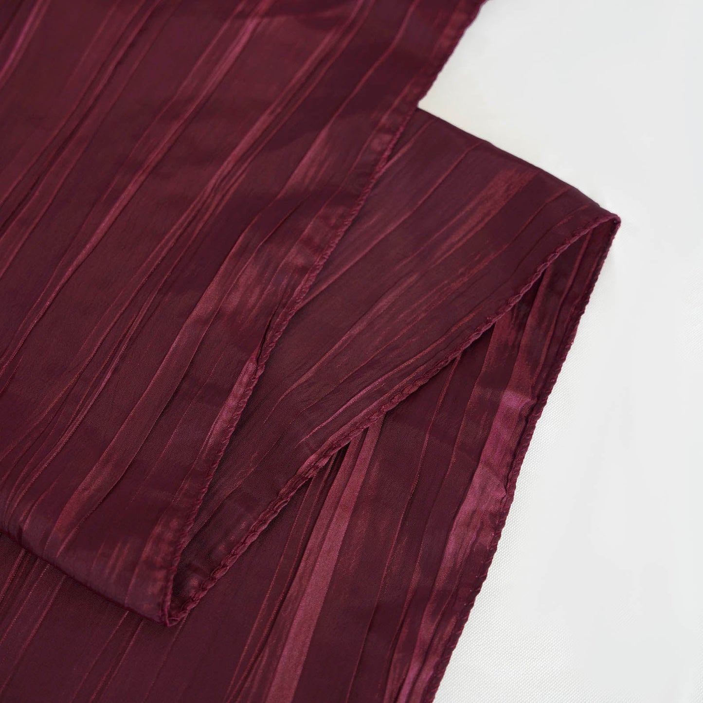 Burgundy 90 Inch Accordion Crinkle Taffeta Table Overlay